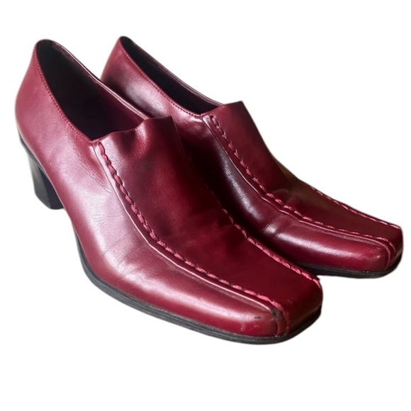 Franco Sarto ladies heel loafers very good condition burgundy 6 1/2 - Picture 1 of 9